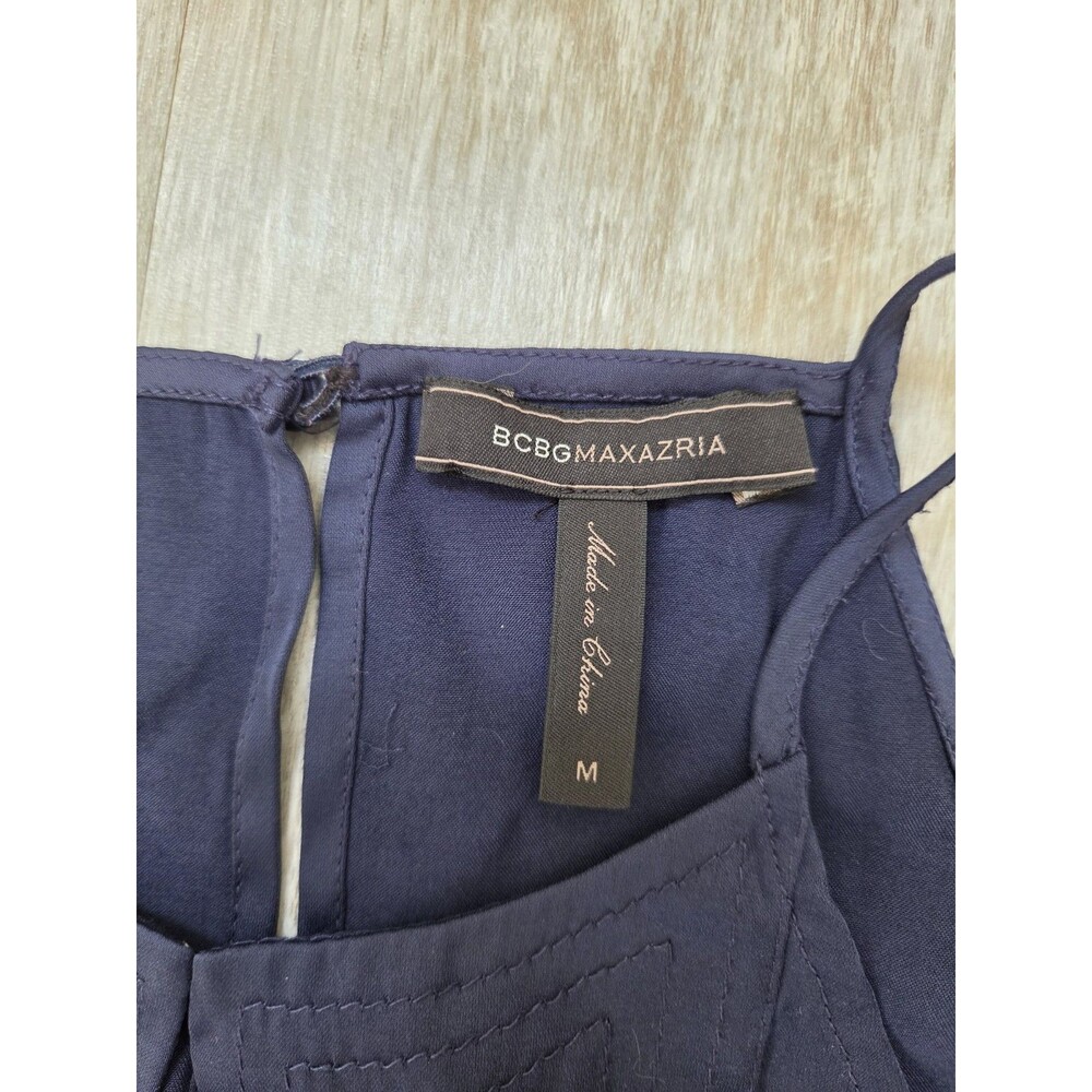 BCBGMAXAZRIA Navy Blue Wide Leg Halter Jumpsuit Keyhole Womens M EUC - Picture 4 of 11